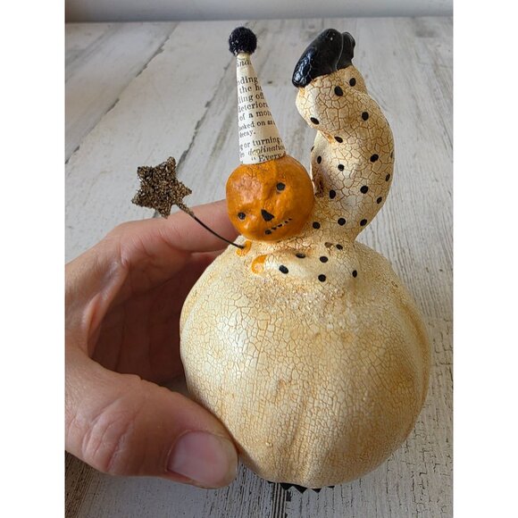 Nicole Sayre Midwest Cannon pumpkin clown Halloween jack-o'-lantern glitter figu - Picture 6 of 8